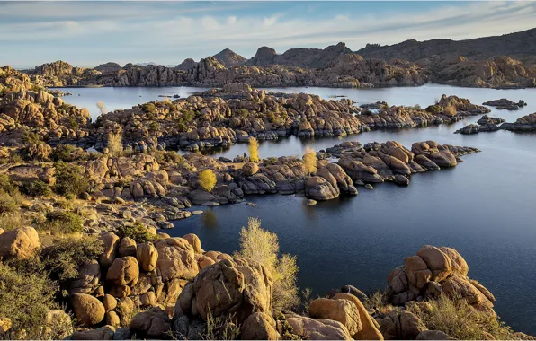 Picture lake, stones, USA, Arizona, Watson Lake