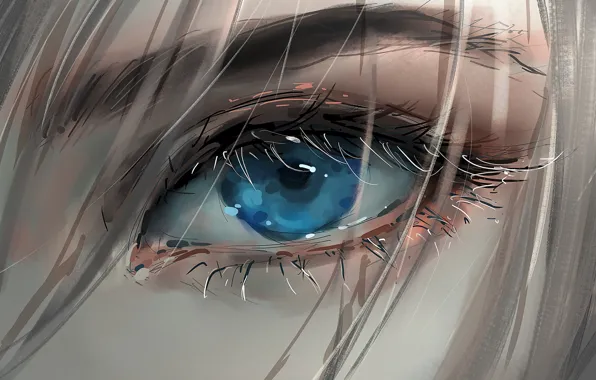 Girl with blue eyes anime sketch