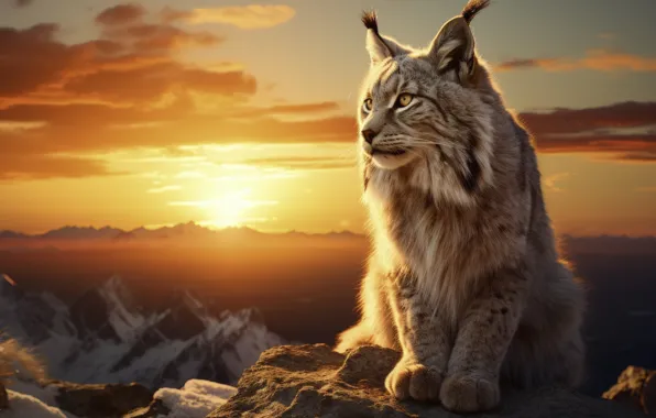 The sky, look, face, the sun, clouds, sunset, mountains, nature