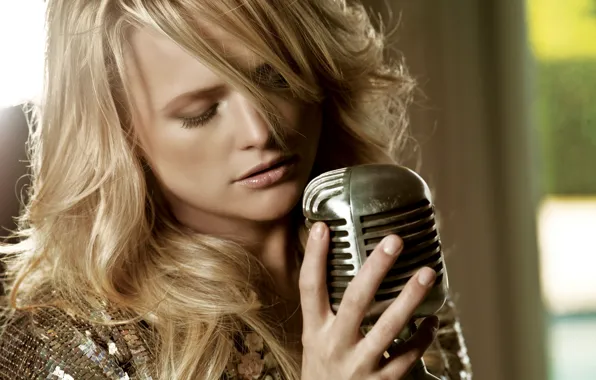Girl, blonde, microphone, singer, Miranda Lambert