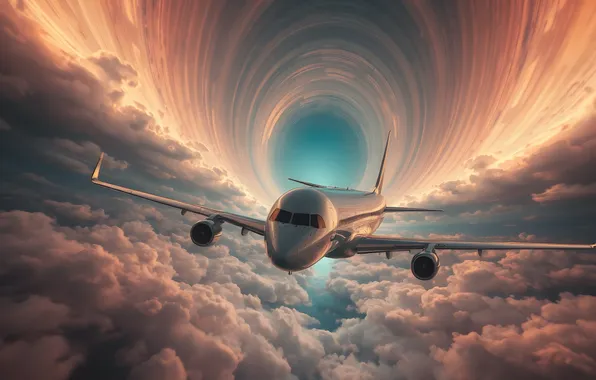 Clouds, flight, aviation, the plane, turbulence, AI art, neural network