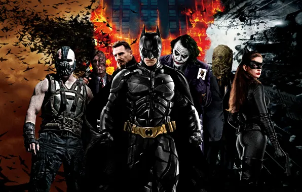 Joker, Batman, The Dark Knight, Scarecrow, The Dark Knight Rises, Two-faced, The Dark Knight, Bane