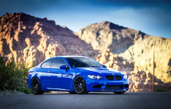 Picture mountains, blue, bmw, BMW, blue, e92, daylight