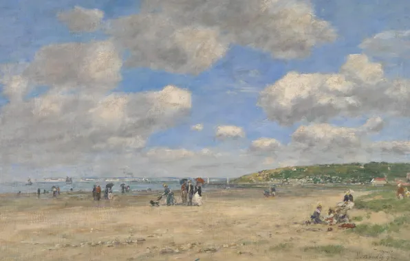 Landscape, picture, Eugene Boudin, Eugene Boudin, The beach at Tourgeville-Les-Sablons