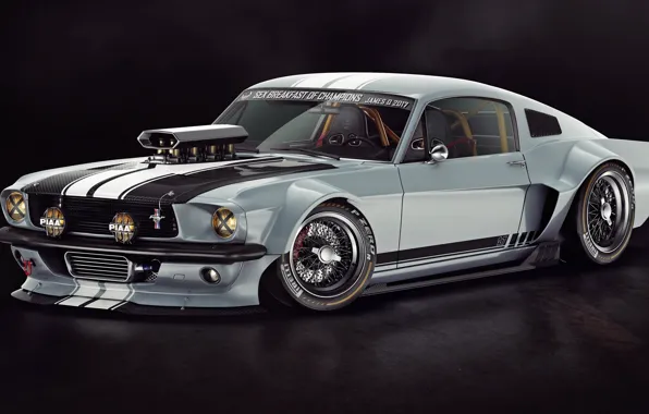 The dark background, Ford Mustang, 1965, Tuning, Ford Mustang, dark background