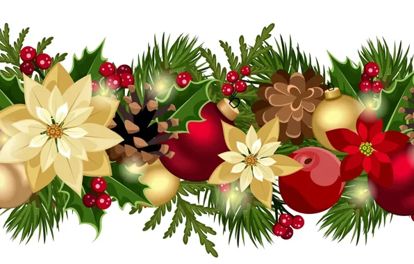 Picture decoration, balls, tree, new year