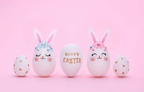 Holiday, the inscription, toys, eggs, spring, rhinestones, Easter, rabbits