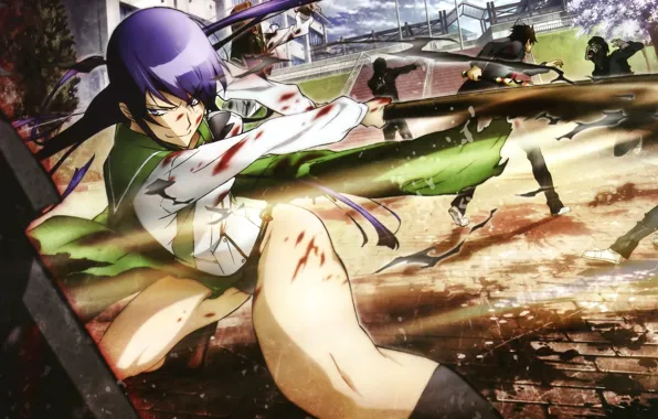 Look, pose, sword, anime, Saeco Busujima, School Of The Dead, Highschool of the Dead, soap …