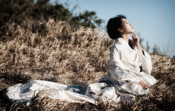 Girl, nature, background, Asian