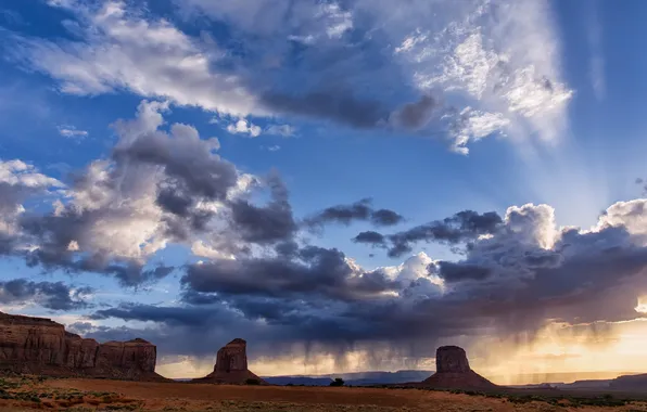 Landscape, nature, Rain, Monument Valley