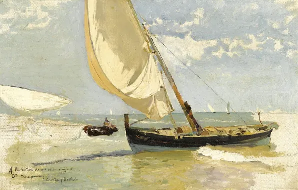 Picture boat, picture, sail, Joaquin Sorolla, Joaquin Sorolla and Bastida, The Study Of The Beach