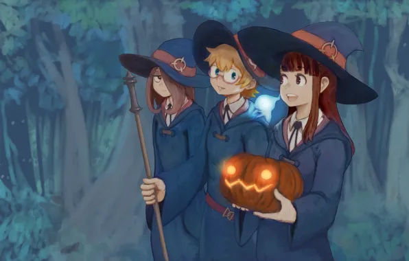 Girl, forest, hat, anime, asian, witch, japanese, oriental
