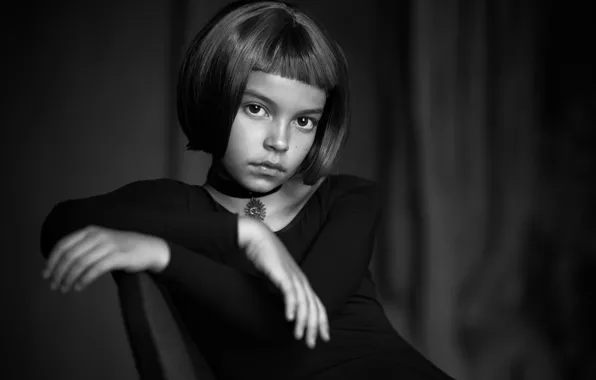 Portrait, girl, monochrome, Matilda, Alexander Vinogradov, Mathilda, Alexander Vinogradov
