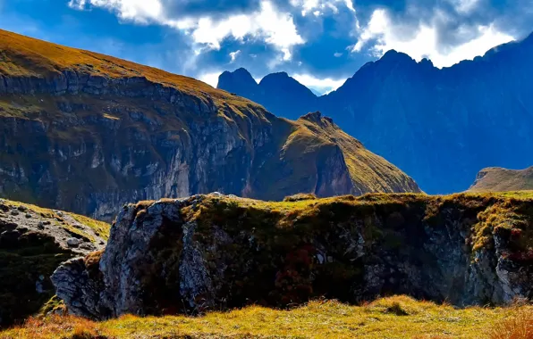 Picture clouds, mountains, stones, rocks, Sunny, Slovenia