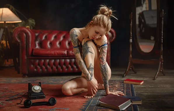 Girl, pose, tattoo, tattoo, George Chernyadev, Georgy Chernyadyev, Alain Herman, Alena German