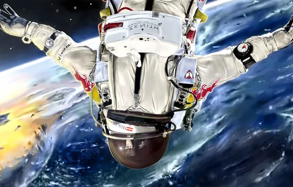 Space, planet, the atmosphere, the suit, art, male, astronaut, Julian Celaj