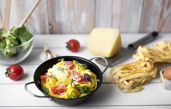 Garnish, italian, pasta, spaghetti, homemade