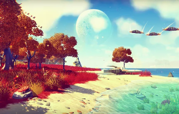 Planet, Ship, Game, No Man's Sky, Hello Games