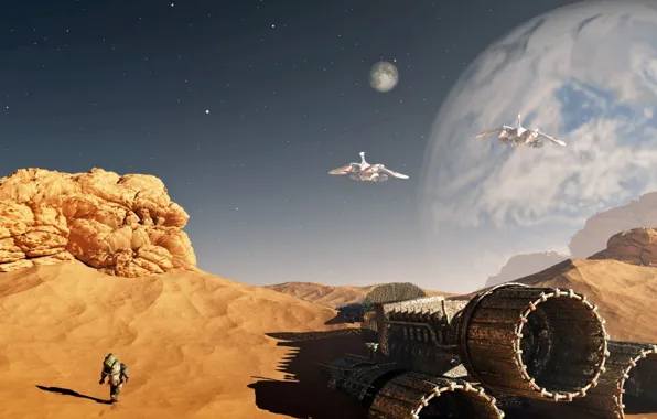 Desert, planet, disaster, Sands, astronaut, scavenger