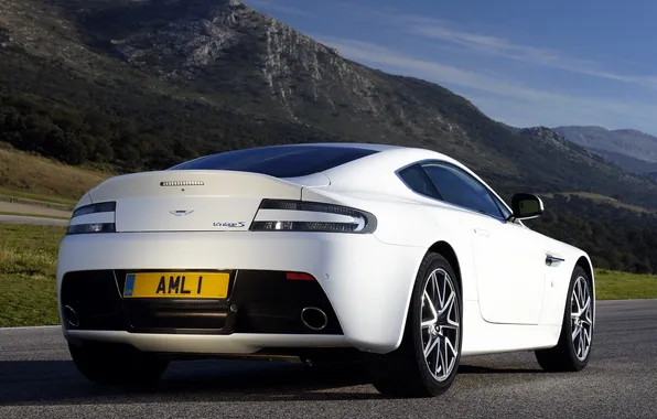 White, Aston Martin, Aston Martin, back, Vantage S