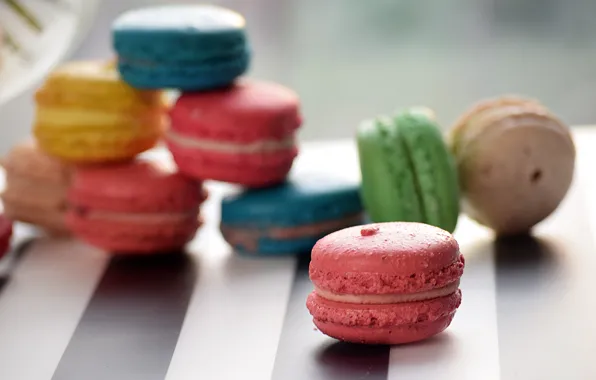 Cookies, cake, almonds, macarons