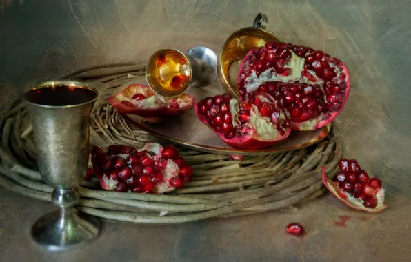Glass, dishes, still life, grenades