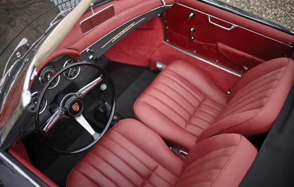 Picture Porsche, 356, 1961, car interior, Porsche 356B 1600 Super Roadster