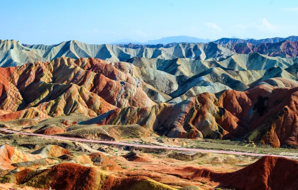 Picture landscape, mountains, nature, China, Zhangye, Danxia, Danxia peak, Geopark