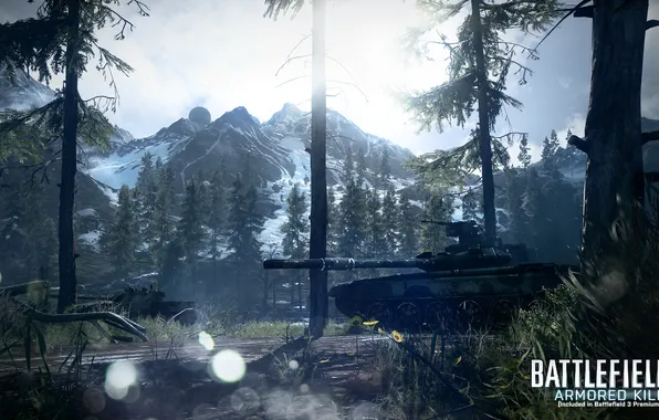 Picture forest, mountains, tanks, Battlefield 3, premium, armored kill