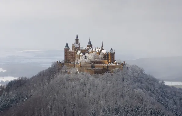 Winter, snow, castle, Hohenzollern