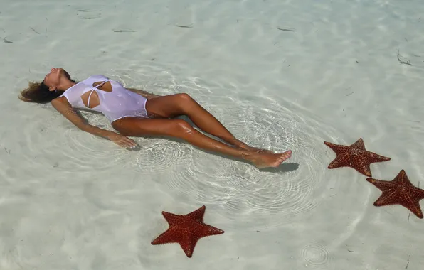 Water, Kate, beach, beautiful, model, basking, good, body