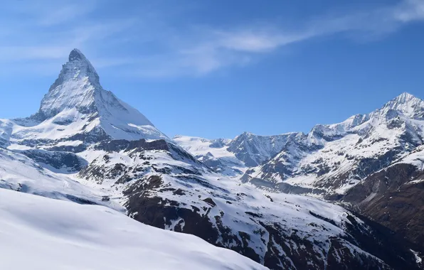 Picture rock, sky, landscape, Italy, nature, mountain, snow, Matterhorn