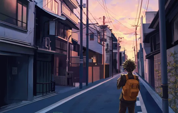 Road, the city, street, My Hero Academia, Boku No Hero Academy, Midori Isuku, Izuku Midoriya, …
