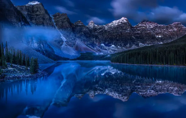 Forest, lake, reflection, Canada, Albert, Banff National Park, Alberta, Canada