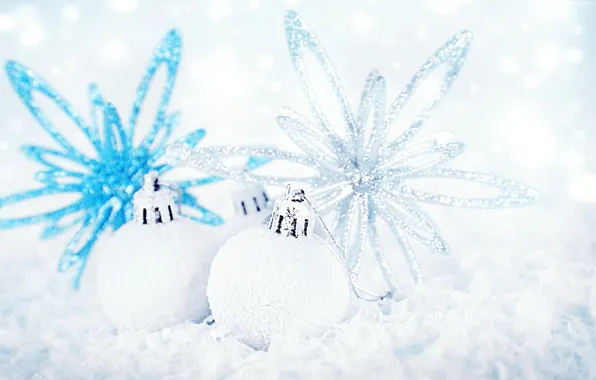 Picture white, balls, decoration, holiday, blue, Shine, new year, silver