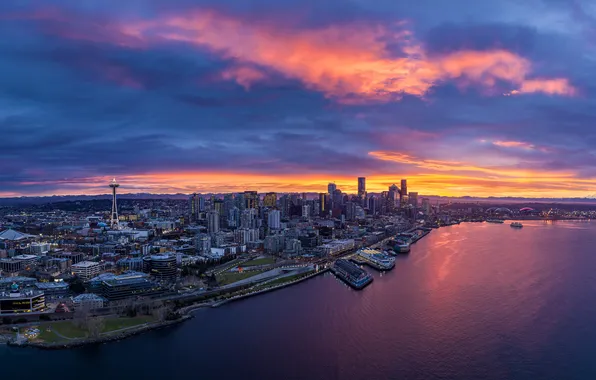 Picture Bing, Washington, coast, sunset, USA, Seattle