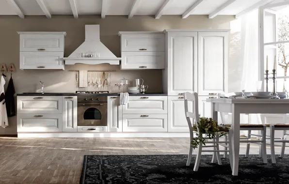Style, Villa, interior, Italy, kitchen, dining room, dining area, Italian design