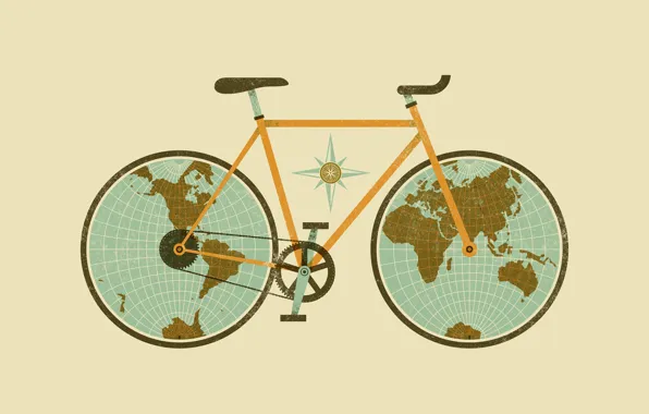 Picture figure, Bike, globe