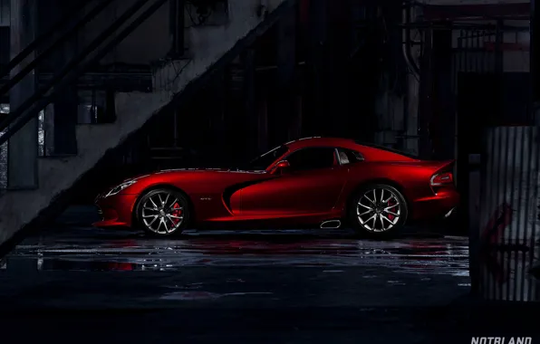 Machine, auto, ladder, puddles, Dodge, Viper, auto, side