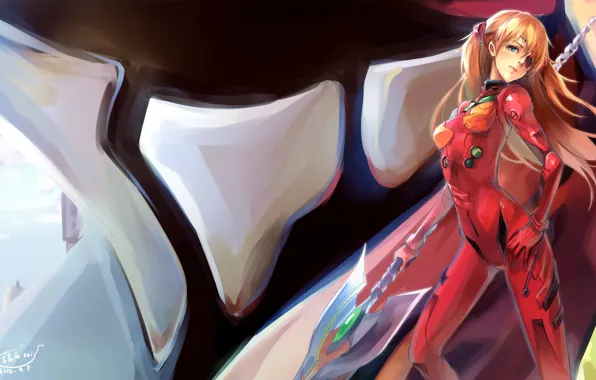 Spear, evangelion, asuka, nakadai chiaki, Asuka, Evangelion