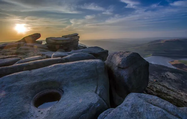 Landscape, mountains, night