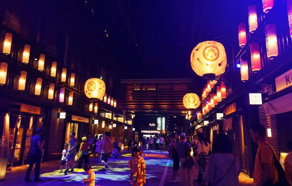 Japan, lights, Old street