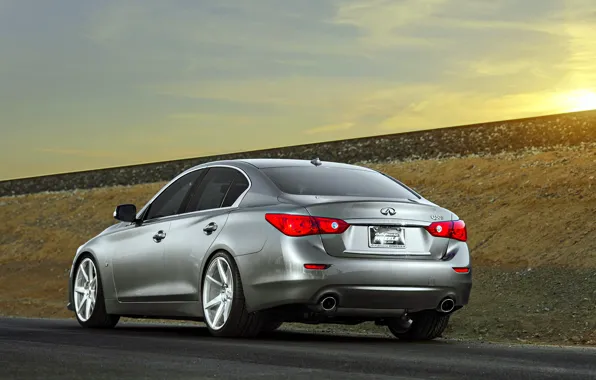 Picture Infiniti, sedan, vossen wheels, rearside, Q50S