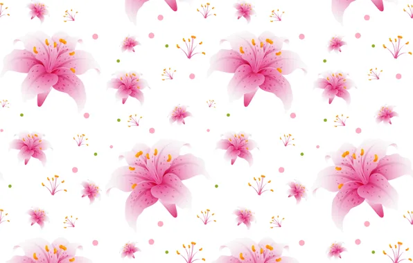 White, background, Lily, texture, wallpaper, pink, lily, Seamless