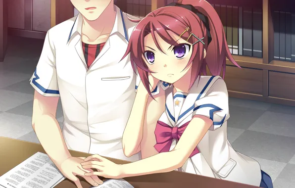 Girl, anime, art, guy, two, students, Romance, Ryuusei Kiseki -Shooting Probe