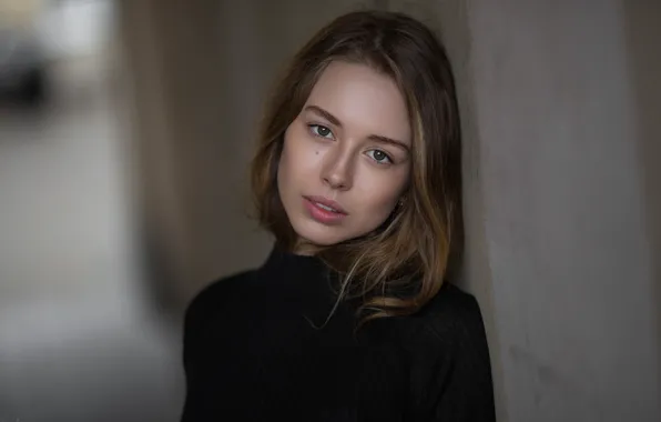 Picture look, wall, the beauty, face, girl, sweater, Ivan Proskurin, model