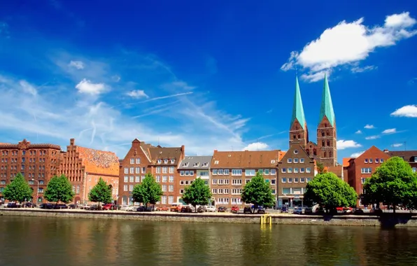 Picture river, home, Germany, Lubeck