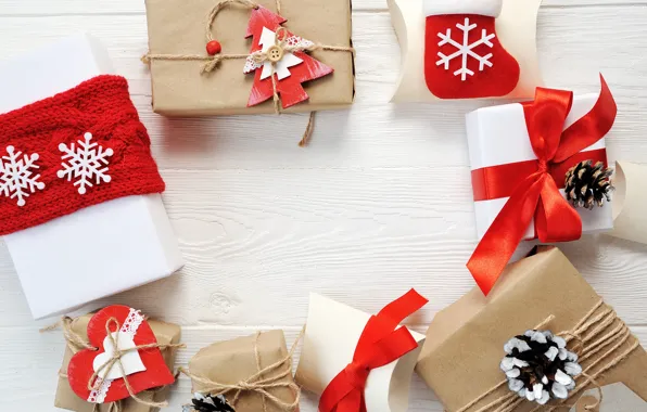 Decoration, New Year, Christmas, gifts, happy, Christmas, wood, New Year