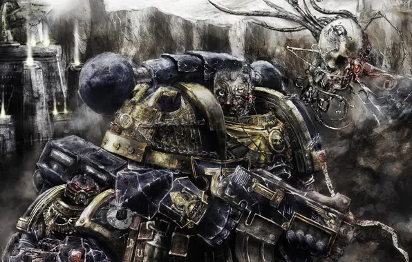 Warhammer 40k, bolter, space marines, ultramarines, flying skull, imperium, grenade, heavy bolter