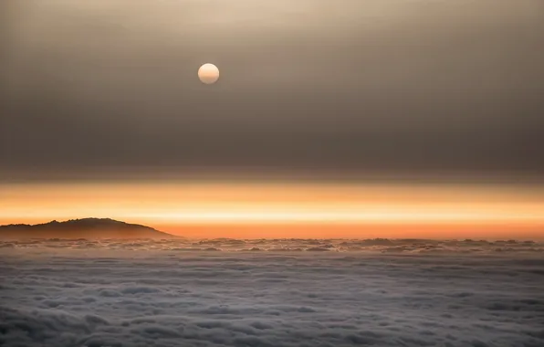 The sky, clouds, sunset